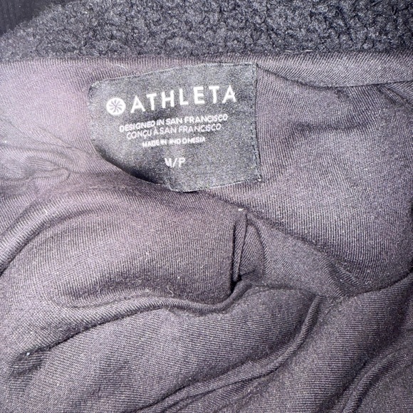 Athleta Tugga Coat Sherpa Fleece Jacket Black Size MP Oversized Long Cozy - Picture 11 of 11